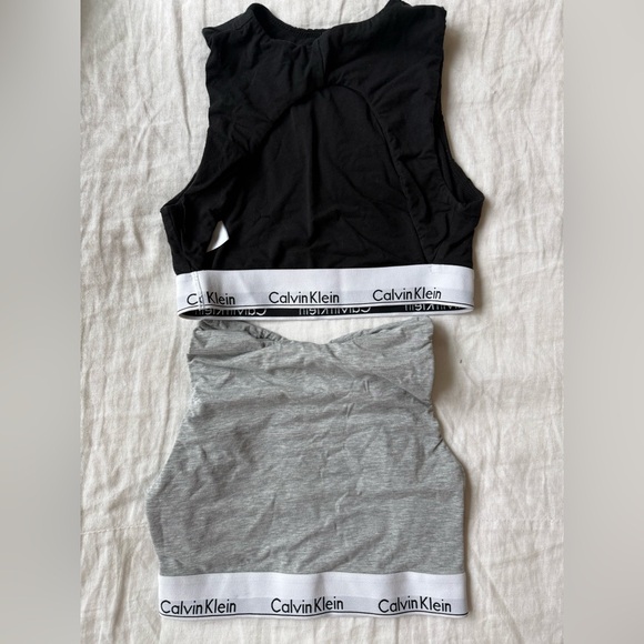 Calvin Klein Black and White Logo Band Bra - Picture 1 of 3